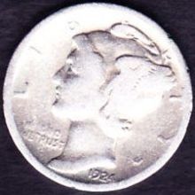 1924 D USA 10 Cents Silver Coin Mercury