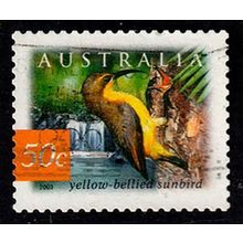 Australia 2003 Rainforest 50c Used P&S Stamp 12.5 Perf Sunbird Bird .