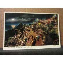 the ZIG-ZAG PATH AT NIGHT, FOLKESTONE ,KENT. used vintage postcard 1966 pm =