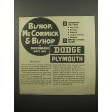 1950 Bishop, McCormick & Bishop Dodge Plymouth Dealers Advertisement