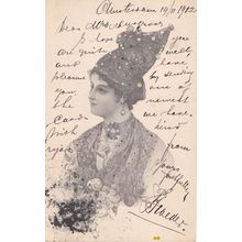 Dutch Holland Lady With Sparkling Emeralds Posh Fashion 1902 Postcard