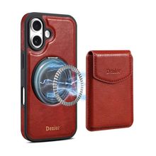 Denior D22 Genuine Leather MagSafe Holder Detachable Card Slot Phone Case, For i