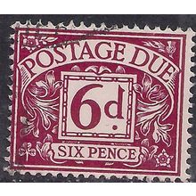 GB 1968 - 69 QE2 6d Purple Postage Due used No Wmk SG D73 (1130 )