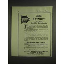 1917 Du Pont Rayntite Ad - Ideal One-Man Top Material