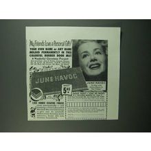 1950 R.L. Mitchell Rubber Co. Door Mat Ad - June Havoc
