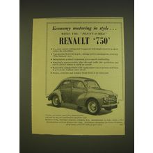 1955 Renault 750 Car Ad - Economy motoring in style