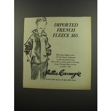 1953 Hattie Carnegie Coat Advertisement - Imported French Fleece