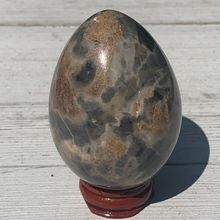 Vintage Italian Marble Stone Egg Polished Crystal Decor with Stand ITALY 2.75"