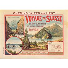 Voyage En Suisse 1893 Chemins De Fer Lucerne Map Railway Swiss Poster Postcard