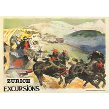 Zurich Excursions Comic Transportation 1908 Switzerland Poster Postcard