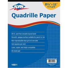 ALVIN Quadrille Paper Pad 50 Sheets of 8.5" X 11" Model 1432-1 Drafting and Grap