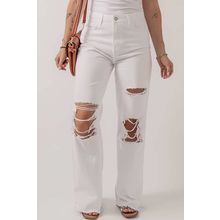 Bright White Heavy Distressed Straight Leg Jeans
