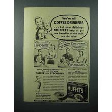 1940 Quaker Oats Muffets Cereal Ad - Coffee Drinkers