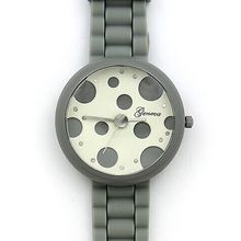 Lady Watch - Slicone Band w/ Polka Dots Dial - Gray -WT-MN8038P-GY