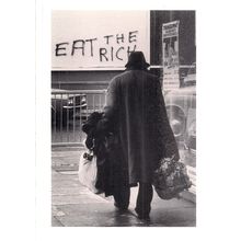 EAT THE RICH by Trevor Watson.. art unused vintage postcard =