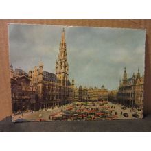 FLOWER MARKET, THE MARKET PLACE, BRUSSELS, Belgium .unused postcard BRUXELLES =