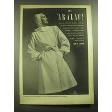 1945 Lord & Taylor Duchess Royal Raincoat Advertisement - It's Aralac!