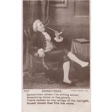 Smoking Antique Real Photo Smoker Long Pipe Songcard Postcard