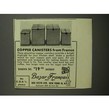 1953 Bazar Francais Copper Canisters Advertisement