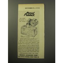 1955 Marcel Franck Atomizer Ad - Don't waste your precious perfume