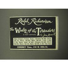 1957 The Waltz of the Toreadors Play Ad - Ralph Richardson