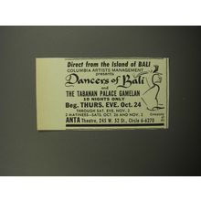 1957 Dancers of Bali and the Tabanan Palace Gamelan Advertisement