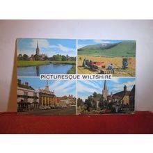 multiview, PICTURESQUE WILTSHIRE county used postcard by Salmon 1977 pm =
