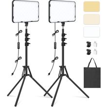 2 Pack LED Video Light with 63'' Tripod Stand, Obeamiu 2500-8500K Dimmable Photo