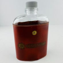 Hershey Park Hersheypark Brown Leather Wrapped Glass 8oz Liquor Flask