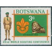 Botswana 1969 3c Scout, Lion & Badge SG253 MNH