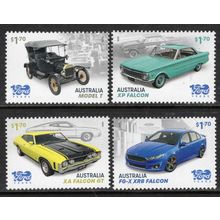 FORD, 100 YEARS IN AUSTRALIA, SET OF 4 MINT NEVER HINGED STAMPS. +