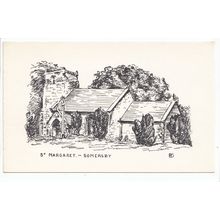 St Margaret Church Somersby Lincolnshire Old Sketch Postcard