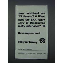 1981 American Library Association Ad - TV Dinners?