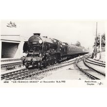 Sir Francis Drake Train at Boscombe Station in 1953 Postcard