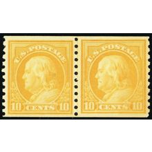 497, Mint 10¢ VF NH Coil Line Pair Cat $260.00 - Stuart Katz
