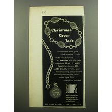 1956 Gump's Jewelry Ad - Christmas Green Jade