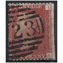1858 SG43 1d Red Plate 212 Good/Fine Used Check Letters "ND".