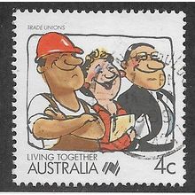 AUS 1988 4c 'LIVING TOGETHER - TRADE UNIONS' FINE USED (EBID67-128)