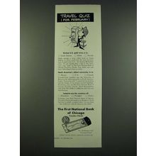 1960 First National Bank of Chicago Travelers Checks Ad - Travel Quiz