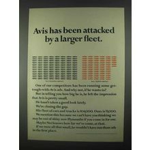 1967 Avis Rent-A-Car Ad - Attacked By a Larger Fleet