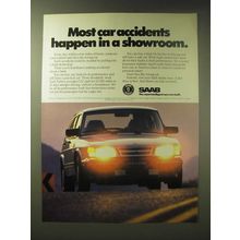 1989 Saab 900 Turbo Car Ad - Most car accidents happen in a showroom