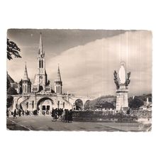 LOURDES, FRANCE used vintage postcard 1959 postmark =