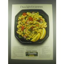 1985 Sunkist Lemons and Creamettes Pasta Ad - recipe for Summer Garden Salad