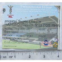 2007 ticket Harlequins v. Leeds Rhinos, concession