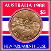 1988 Australia $5 Coin Cased New Parliament House