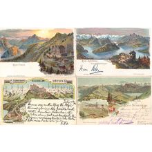 Rigi Hotel Kulm Scriber Kenzeli Gruss Aus 4x Switzerland Postcard s