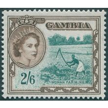 Gambia 1953 2s.6d. deep bluish green & sepia SG181 unused