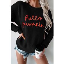 Black Hello Pumpkin Graphic Sweater