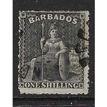 BARBADOS 1861-70 NO WATERMARK 1/- USED SG35