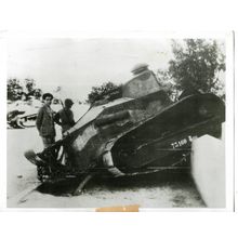 WW2 press photo of Vichy French FT-17 tank knocked out US forces Morocco 1942